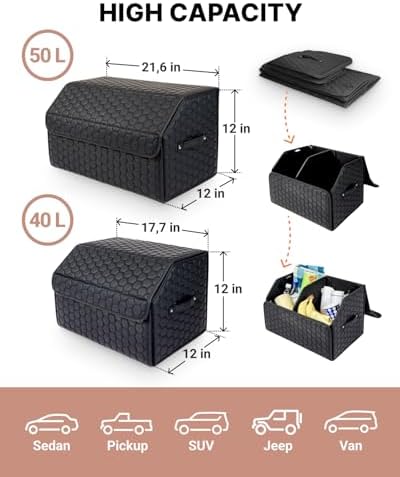 Owleys Trunk Organizer for SUV, PU Leather, 40L + 50L, Set 2pc - Image 2