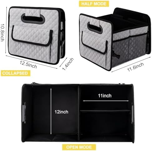 Car Trunk Organizer for SUV, Collapsible Car Storage Organizer Light Grey - Image 5