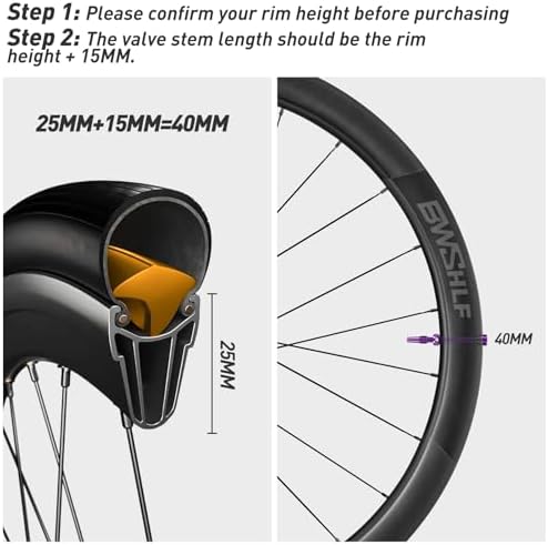 BWSHLF Tubeless Presta Valve Stem 40/44/55/60/65/80/100 mm, Super Light Alloy - Image 5