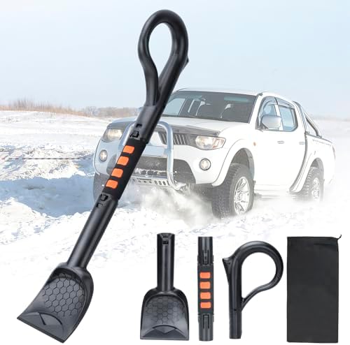 3-in-1 Ice Scraper for Car Windshield, 25.8 inch Emergency Snow Shovel by Nibule