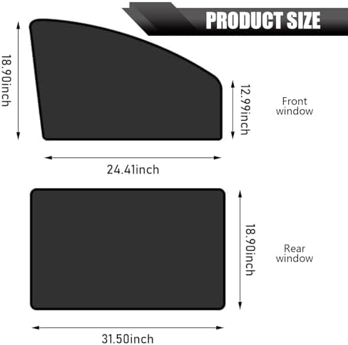 4 PCS Car Front and Rear Side Window Sunshade, 18.8" x 24.4" x 12.9" + 31.4" x - Image 2