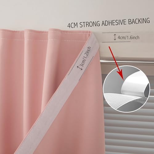 Thermal Blackout Curtains with Self-Adhesive Tape, No Rod No Drill Easy Install - Image 6