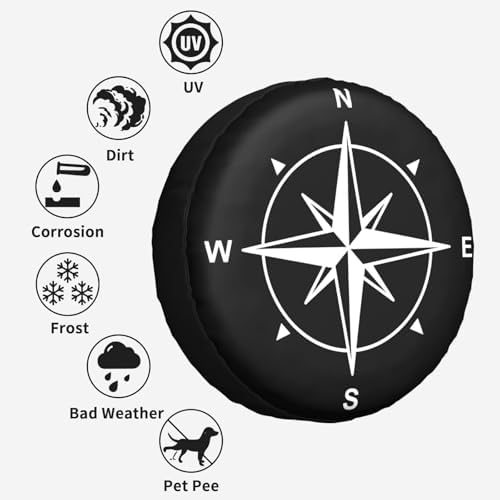 Compass Rose Spare Tire Cover SUV Trailer Truck RV 15 Inch - Image 6