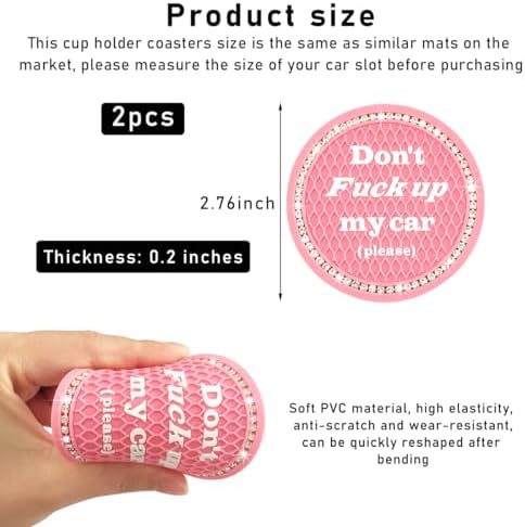 2 PCS Bling Car Cup Coaster, 2.75 Inch Anti-Slip Cup Holder Insert Coasters - Image 2