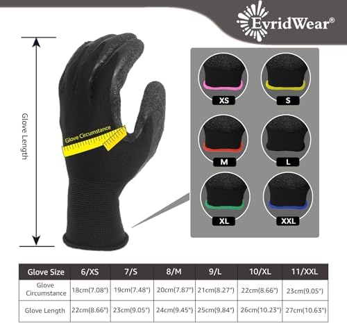 Evridwear Crinkle Latex Rubber Coated Safety Work Gloves - Image 4