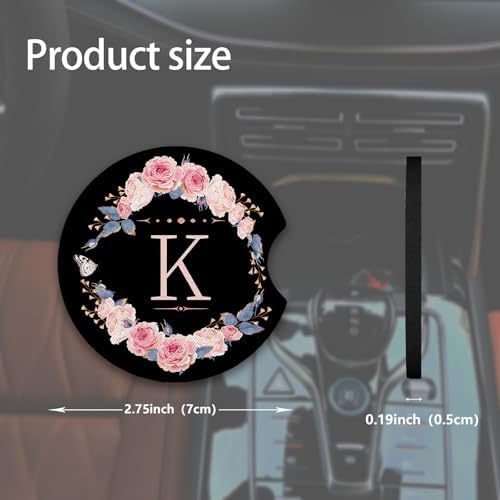 2pcs Letter K Car Coasters, Absorbent Universal neoprener Cup Holder Coasters - Image 3