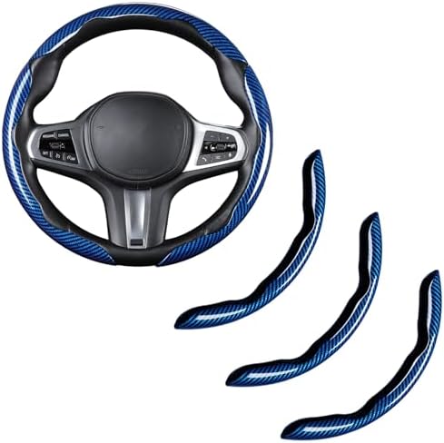 Carbon Fiber Steering Wheel Cover Universal 3pcs Protector Glossy Blue by HOME