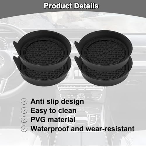 HZEL Car Cup Holder Coasters, Recessed Automotive Drink Mat Decoration - Image 3
