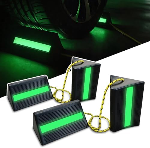 HOXWELL Wheel Chocks with Glow-in-the-Dark Tape, Non-Slip RV Camper Chock by HOXWELL