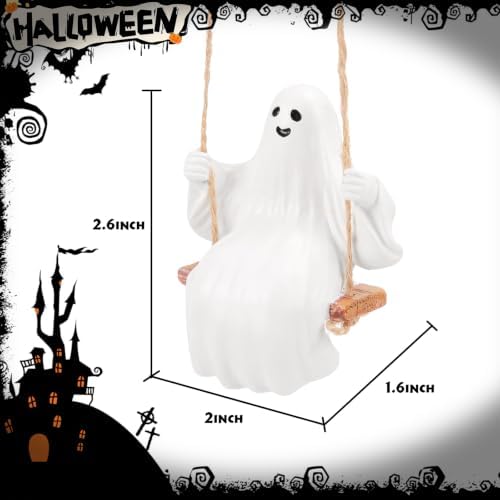 YGMONER Cute Swinging Ghost Car Mirror Hanging Ornament Halloween Car Interior - Image 2