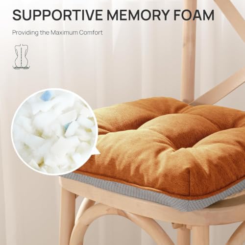 Love's cabin Memory Foam Chair Cushions Set of 4, 19 Inch, Terracotta - Image 3