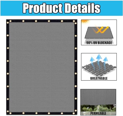 Amagenix 90% Shade Fabric 4'X 14' Gray Sun Shade Cloth - Image 3