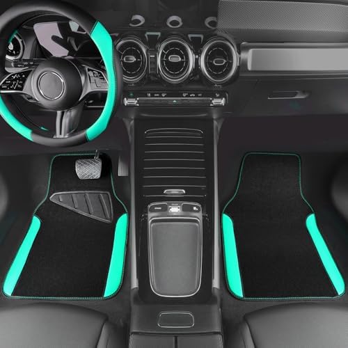 CAR PASS Faux Leather Steering Wheel Cover and Waterproof Car Floor Mats - Image 2