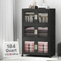 Stackable Storage Bins with Doors & Lids & Wheels by VNVTO