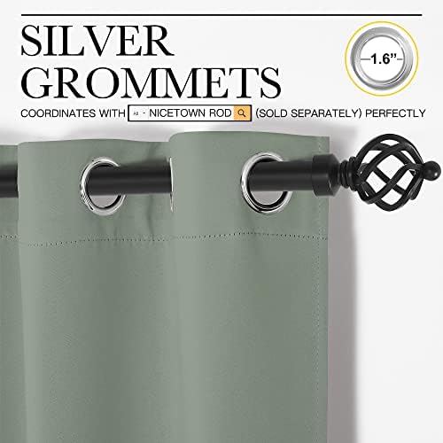 NICETOWN Greyish Green Blackout Curtains 90" Long - Image 3