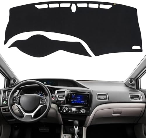 Dashboard Cover Dash Mat Fit for Ho-nda Civic 2015-2012, Car Dash Board Mat by KEYOOG