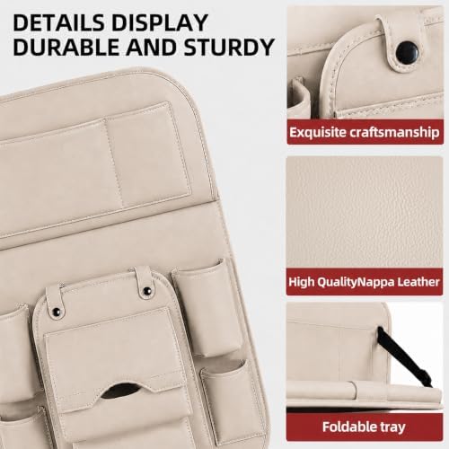 Backseat Car Organizer with Tray, 2 Pack Leather Seat Storage - Image 6
