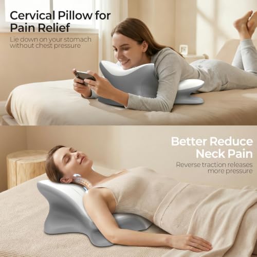 Cervical Neck Pillow for Pain Relief, Ergonomic Reading Pillow for Bed - Image 2