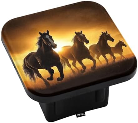 Swono Horses Car Rear Hitch Covers Running Horses Red Glowing Clouds Sunset by Swono