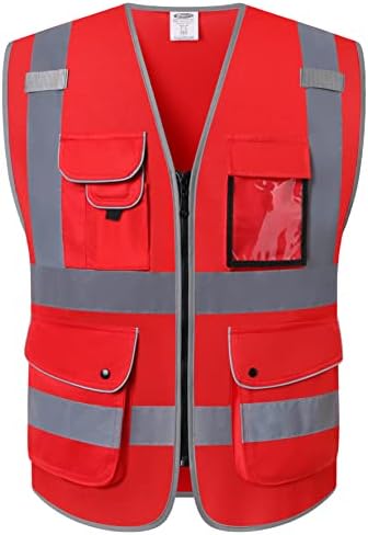 JKSafety Safety Vest for Men Women Reflective Hi Vis JK150 Red XXL by JKSafety