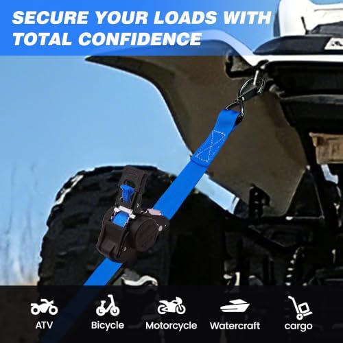 Retractable Ratchet Straps 1" x 13 Ft, 800 Lbs, 4 Pack - Image 2