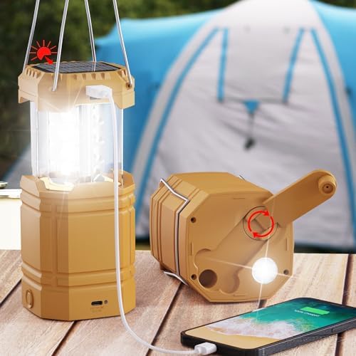 Electric LED Camping Lantern, Portable 3000mAh Solar Hand Crank Flashlight - Image 2