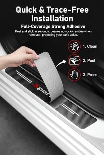 9 PCS Car Door Sill Protector, Anti-Scratch Carbon Fiber Door Edge Guards - Image 6