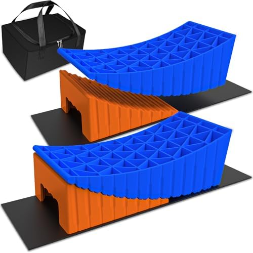 BEBOBLY Camper Leveler, 2 Pack RV Leveling Blocks, Camper Wheel Chocks Up to 35 by BEBOBLY