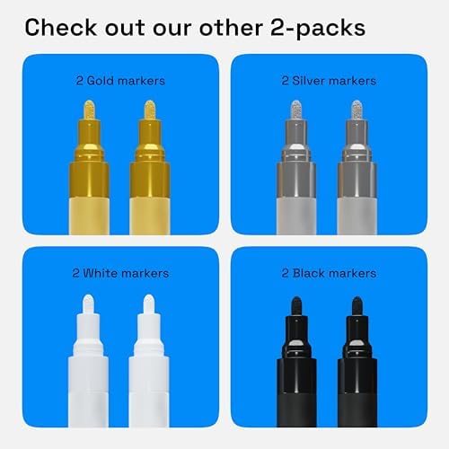 ARTISTRO Gold Acrylic Paint Markers - 3mm Medium-Tip - Set of 2 - Image 6