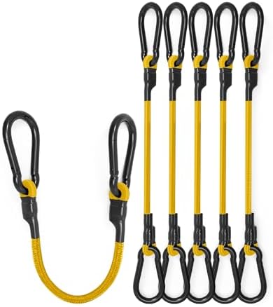 8 Pack 12" Carabiner Bungee Cords Heavy Duty Outdoor, 190 Lb Break Strength by LuckyStraps