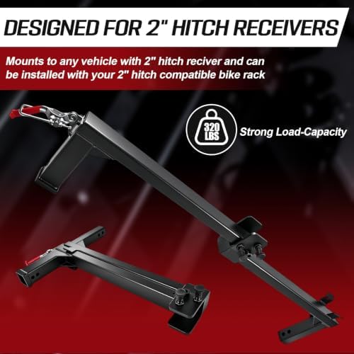 Swing Away Hitch Adapter for 2” Hitch, 0-180 Degree Swing Arm, 320 lb Load - Image 5