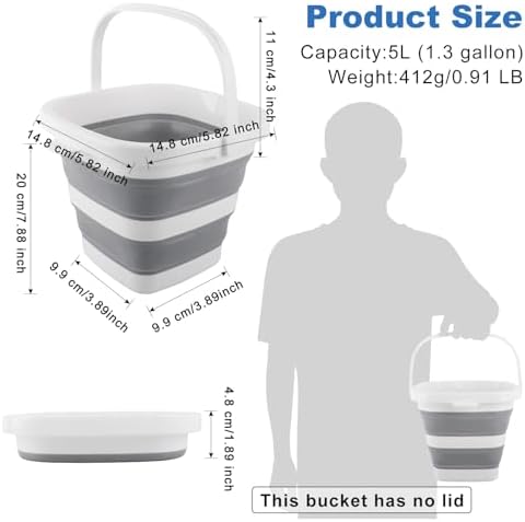 Car Wash Bucket 5L, Collapsible Bucket - Image 2