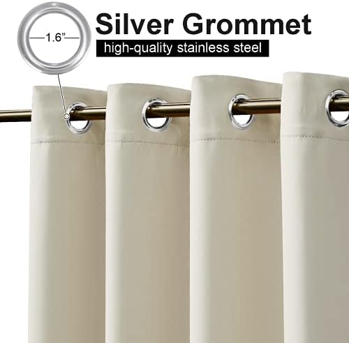 NICETOWN 2 Panels Thermal Outdoor Curtains Windproof W52xL72 Light Beige - Image 2