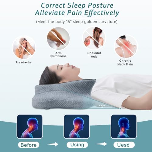 CHxxy Cervical Neck Pillow for Pain Relief Sleeping, Memory Foam Pillows - Image 2