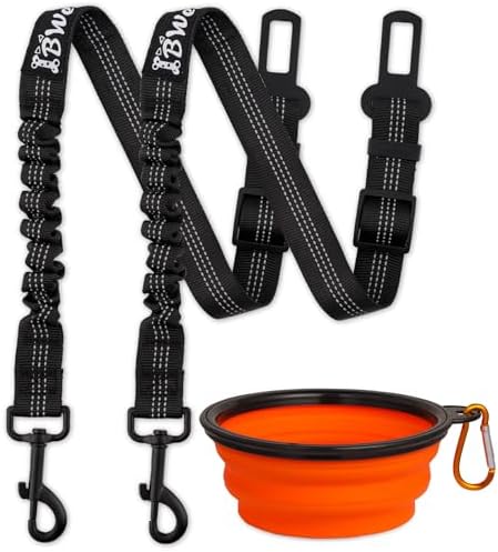 IBWell Dog Seat Belt, 3 Piece Set Retractable Dog Car Harness Adjustable Dog by IBWell