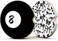 Black White Bow Car Coasters, Pool 8 Ball Retro Coquette Cup Holders by Unknown