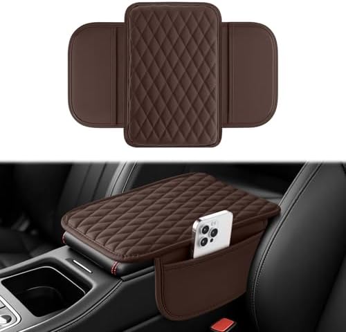 Amiss Car Center Console, Upgraded Leather Car Armrest Cushion by Amiss