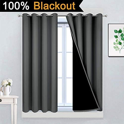 Yakamok Dark Grey 100% Blackout Curtains 45 Inches Long 52" Wide 2 Panels - Image 2