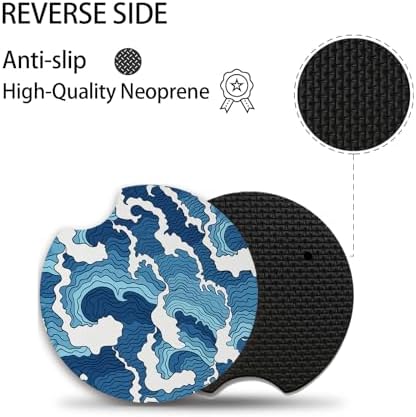 2pcs Car Cup Holder Coasters Sea Wave Pattern Car Coasters，Universal Auto Anti - Image 3