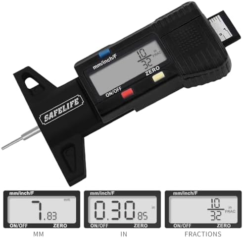 SAFELIFE Digital Tire Tread Depth Gauge, 3 Modes-Fractional Inch, Decimal Inch - Image 2