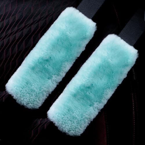 OGLAND 2 Pack Sheepskin Car Seat Belt Cover Pads | Wool Seatbelt Cushions by OGLAND