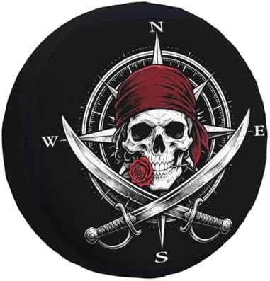 Pirate Skull Compass Spare Tire Cover Waterproof Wheel Cover 16 Inch Universal by Unknown