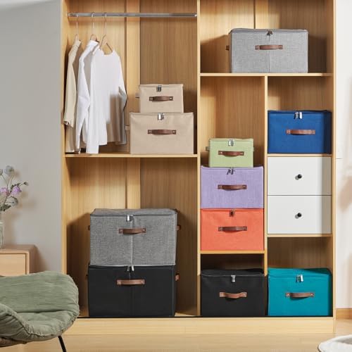 Storage Bins with Zipper Lids Decorative Lidded Baskets Boxes - Image 6