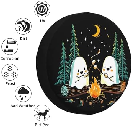 Ghost Roasting Marshmallows Spare Tire Cover Waterproof Wheel Cover 14 Inch - Image 6