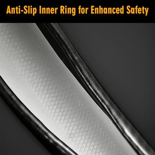 KAFEEK Classic Carbon Fiber Steering Wheel Cover, 15 inch - Image 4