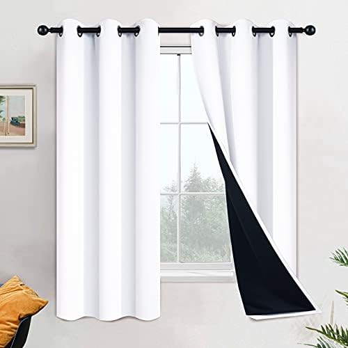 Yakamok Pure White 100% Blackout Curtains 63 Inches Long 42" Wide 2 Panel by Yakamok