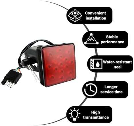 KVAEY 15 LED Brake Light Trailer Hitch Cover, Super Bright Brake Driving Lamp - Image 4