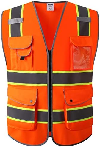 JKSafety Safety Vest for Men Women Reflective Hi Vis JK901 Orange 2XL by JKSafety