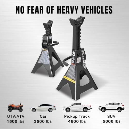 Torin 3 Ton Capacity Double Locking Steel Jack Stands, 2 Pack - Image 7
