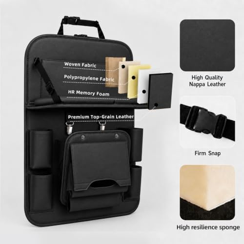 Backseat Car Organizer with Tray, 2 Pack Leather Seat Storage - Image 5